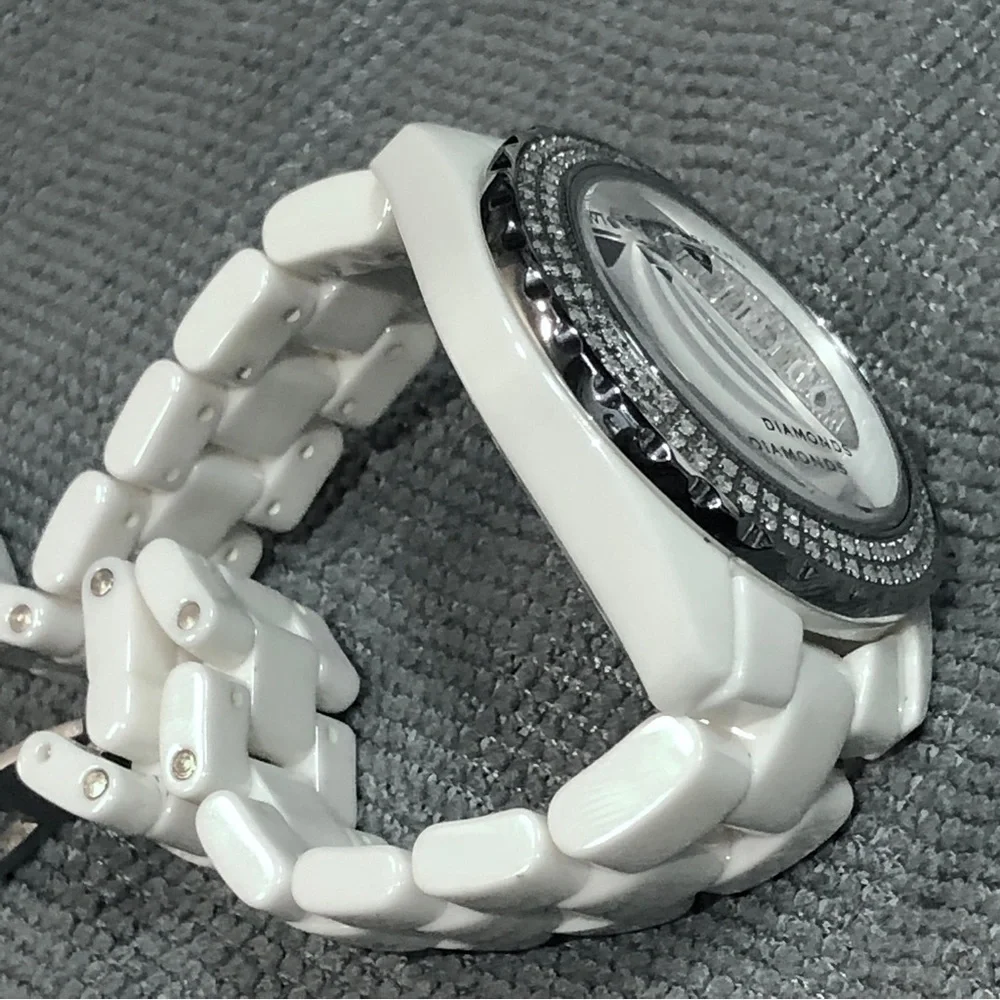 Swiss Legend Diamond Watch Diamonds Ceramic Karamica Date Large Stainles…